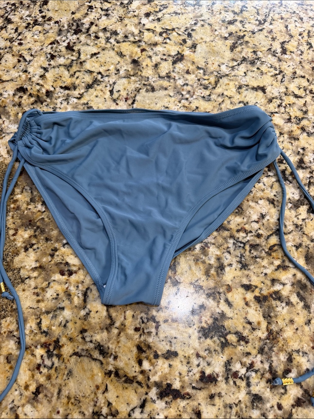 High-Rise Tie-Side Bikini Bottom in Slate Blue new without tags